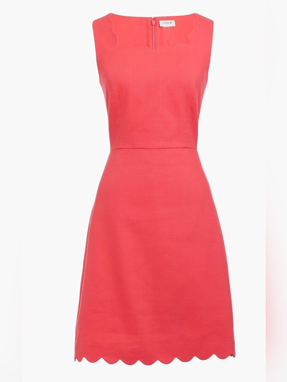 J. Crew Neon Primrose Basketweave Scalloped Square Neck Midi Dress Size 24 NWT